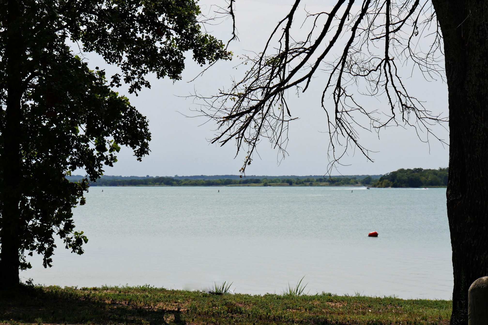 Lake Murray on cloudless day seen from the eastern side, Oklahoma