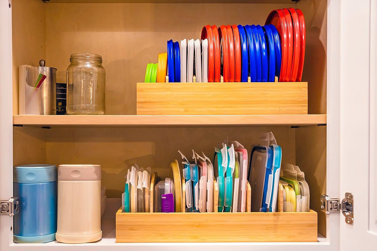 lid storage in cupboard