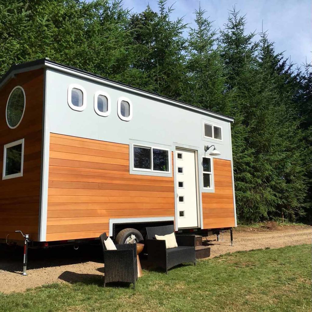 Tiny home with windows from an airplane