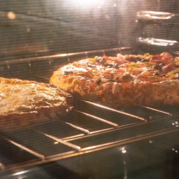 Pizza in an oven