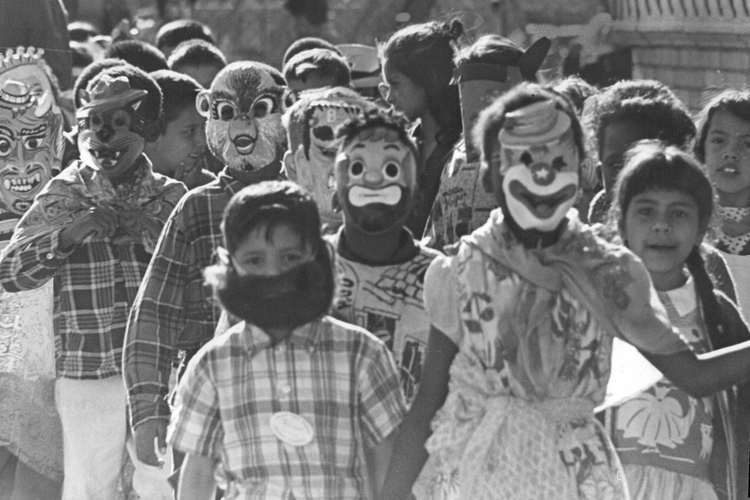 OCT 27 1965, OCT 28 1965; March of the Hoboblins Moves Along on Ebert School Playground; Students, t