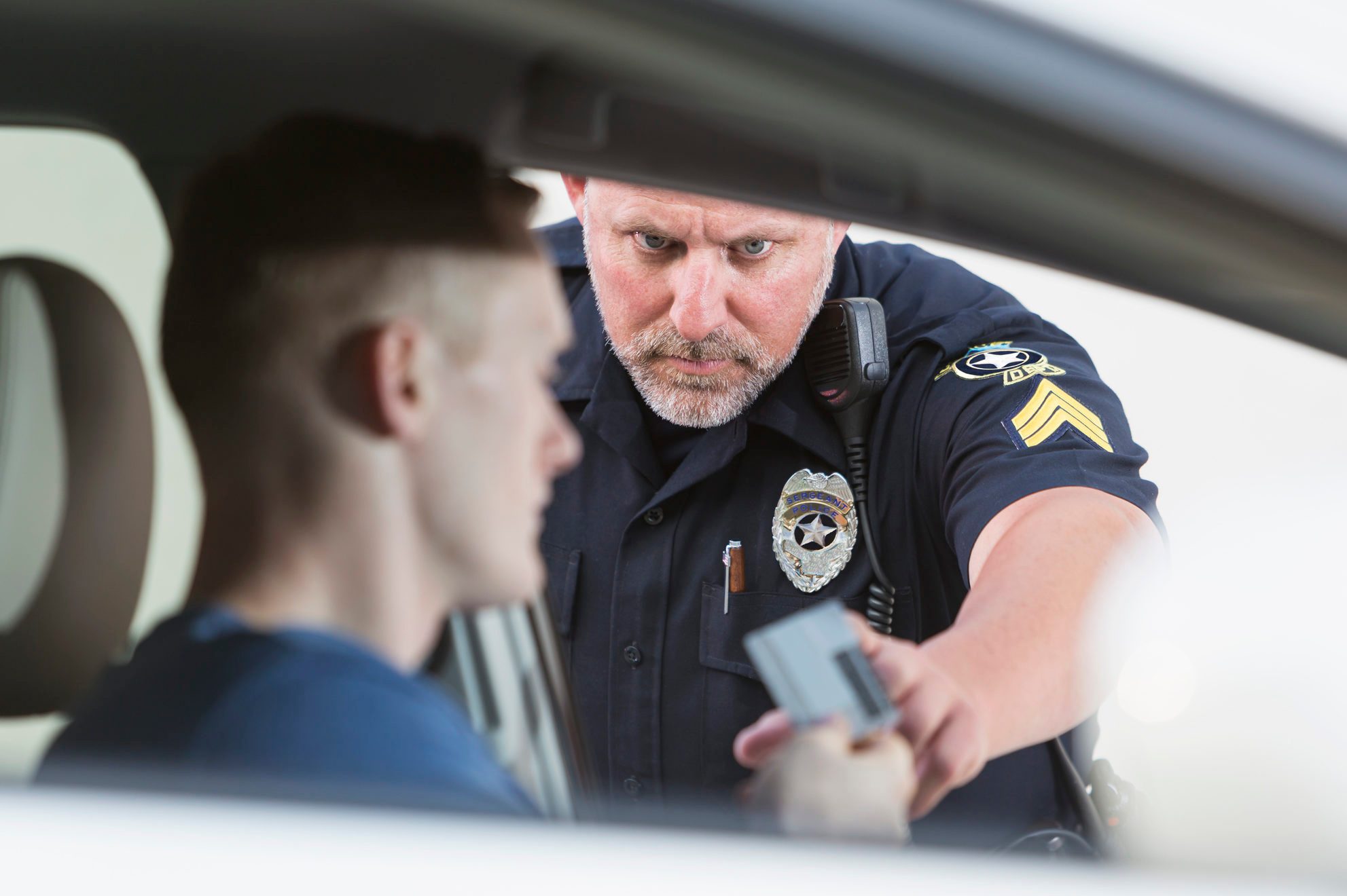 Police officer making a traffic stop