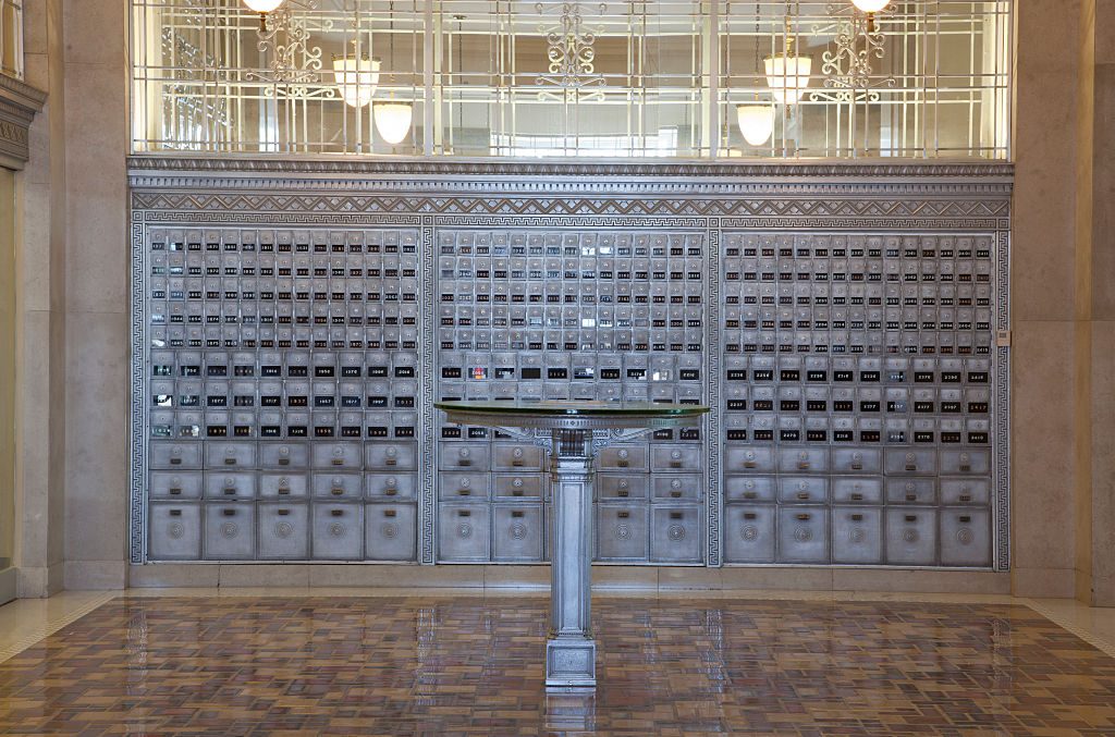 Lobby architectural details, Richard Sheppard Arnold U.S. Post Office and Courthouse is a monument f