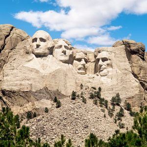 Mount Rushmore monument under blue sky, South Dakota, United States