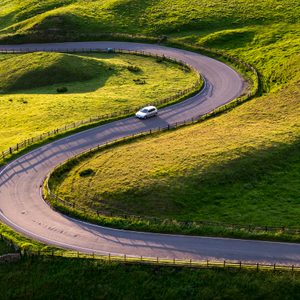 Car on a twisty, winding road