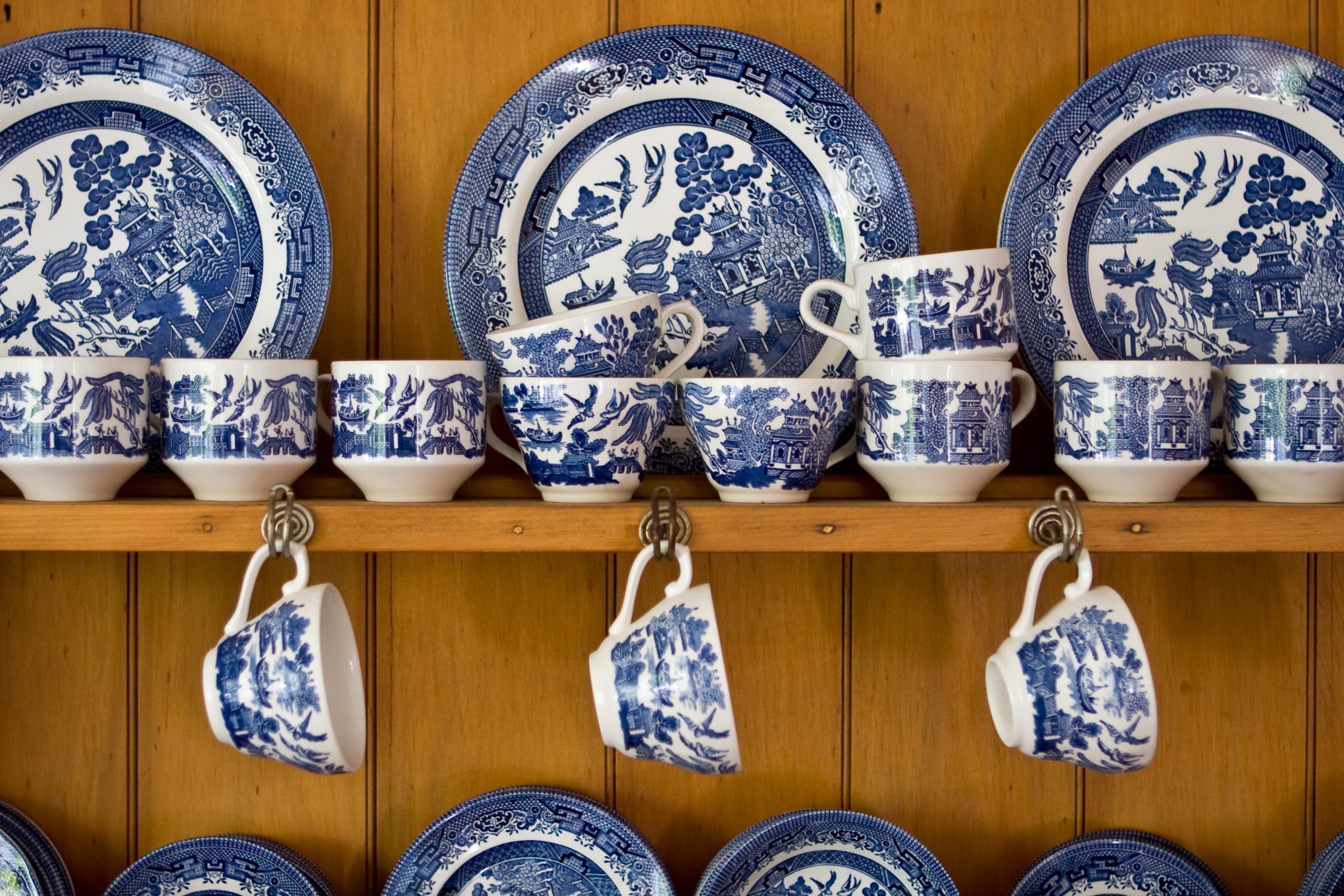 Blue China On Sideboard