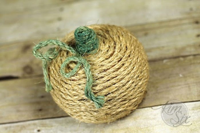 pumpkin wrapped in twine