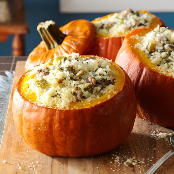 Sausage and rice stuffed pumpkins