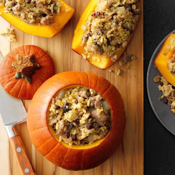 Sausage-stuffed pumpkins