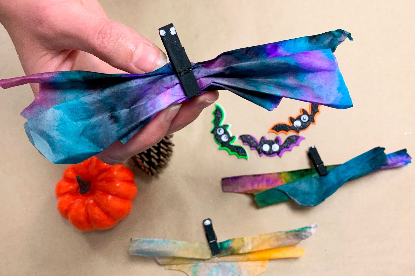 Coffee Filter Bats Halloween Kids Craft