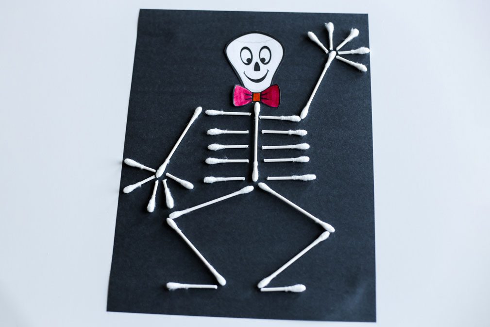 Q Tip Skeleton Halloween Craft For Kids