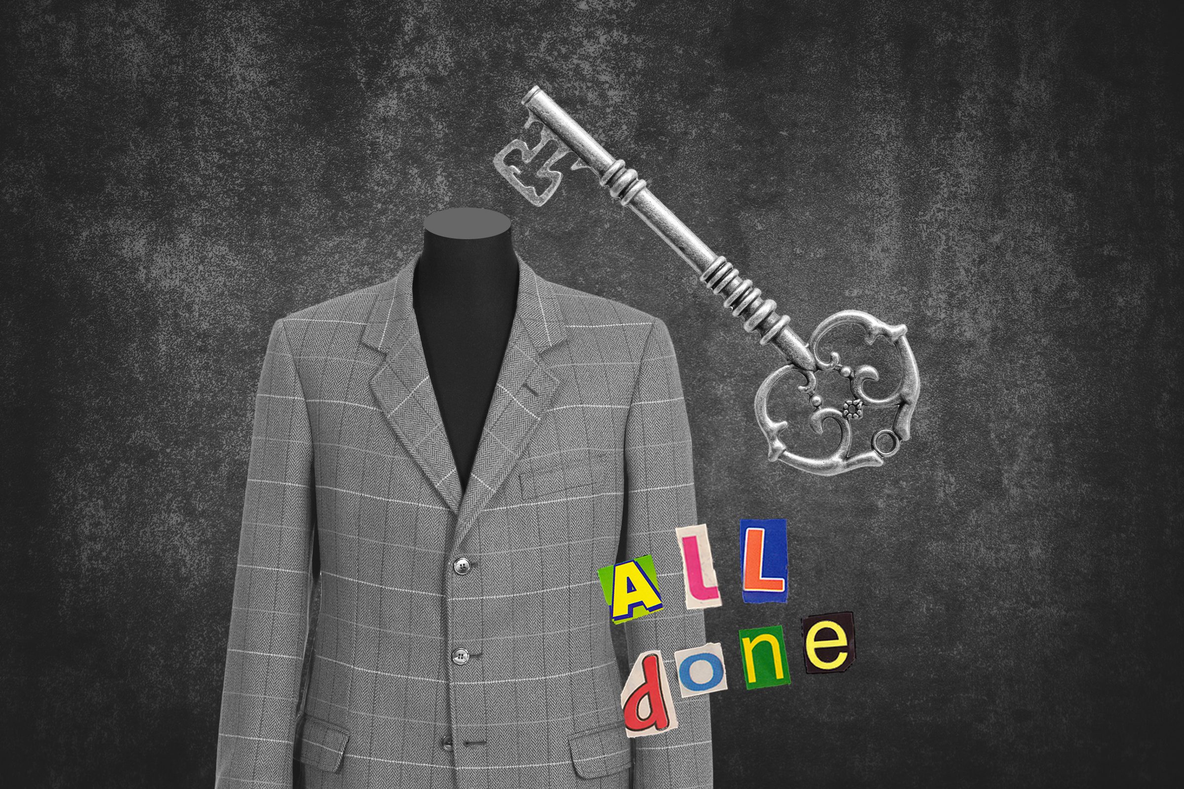 Suit On Mannequin And Key With Text All Done