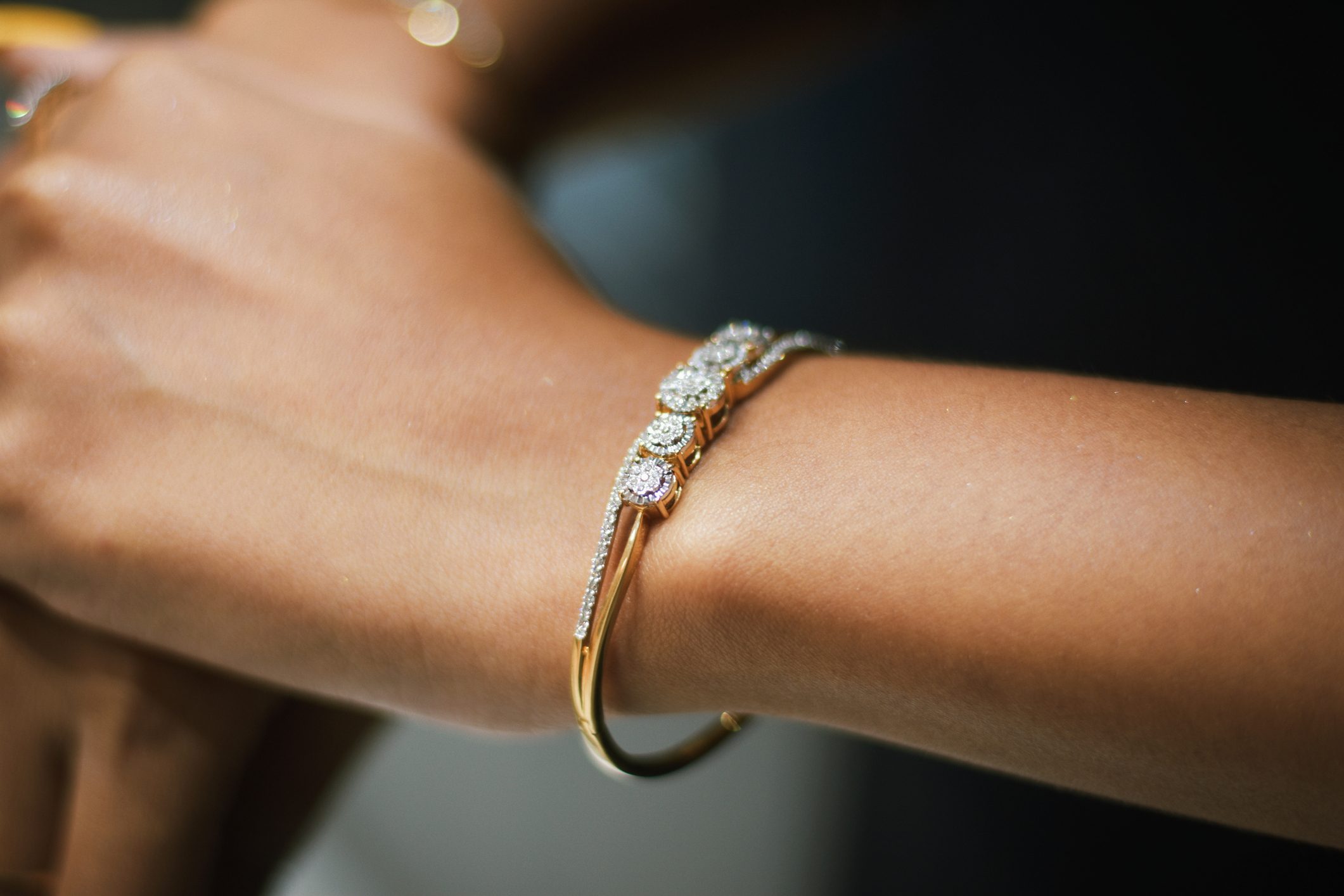 Cropped Hands Of Woman Wearing Bangle