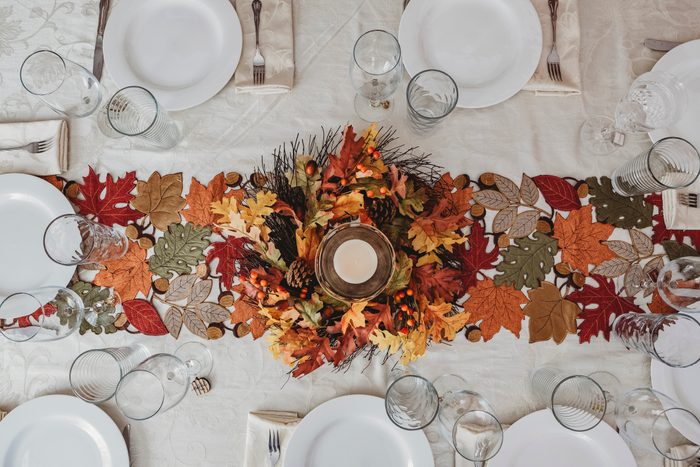 Table festively decorated for autumn holidays