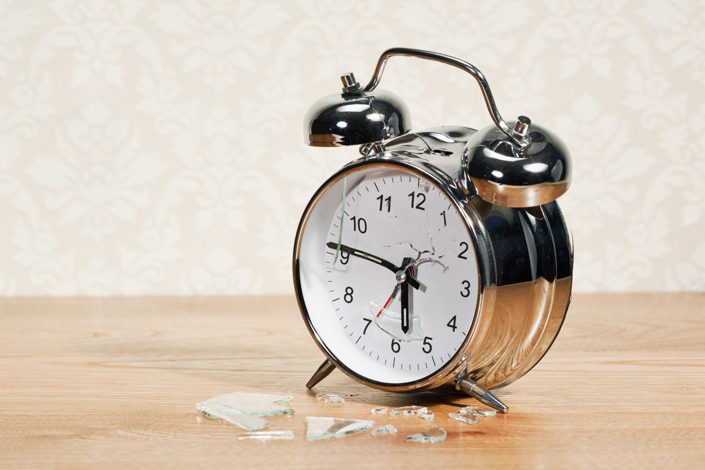 Smashed alarm clock