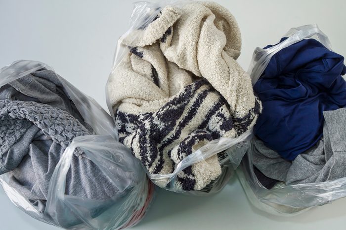 Clothes in plastic bags