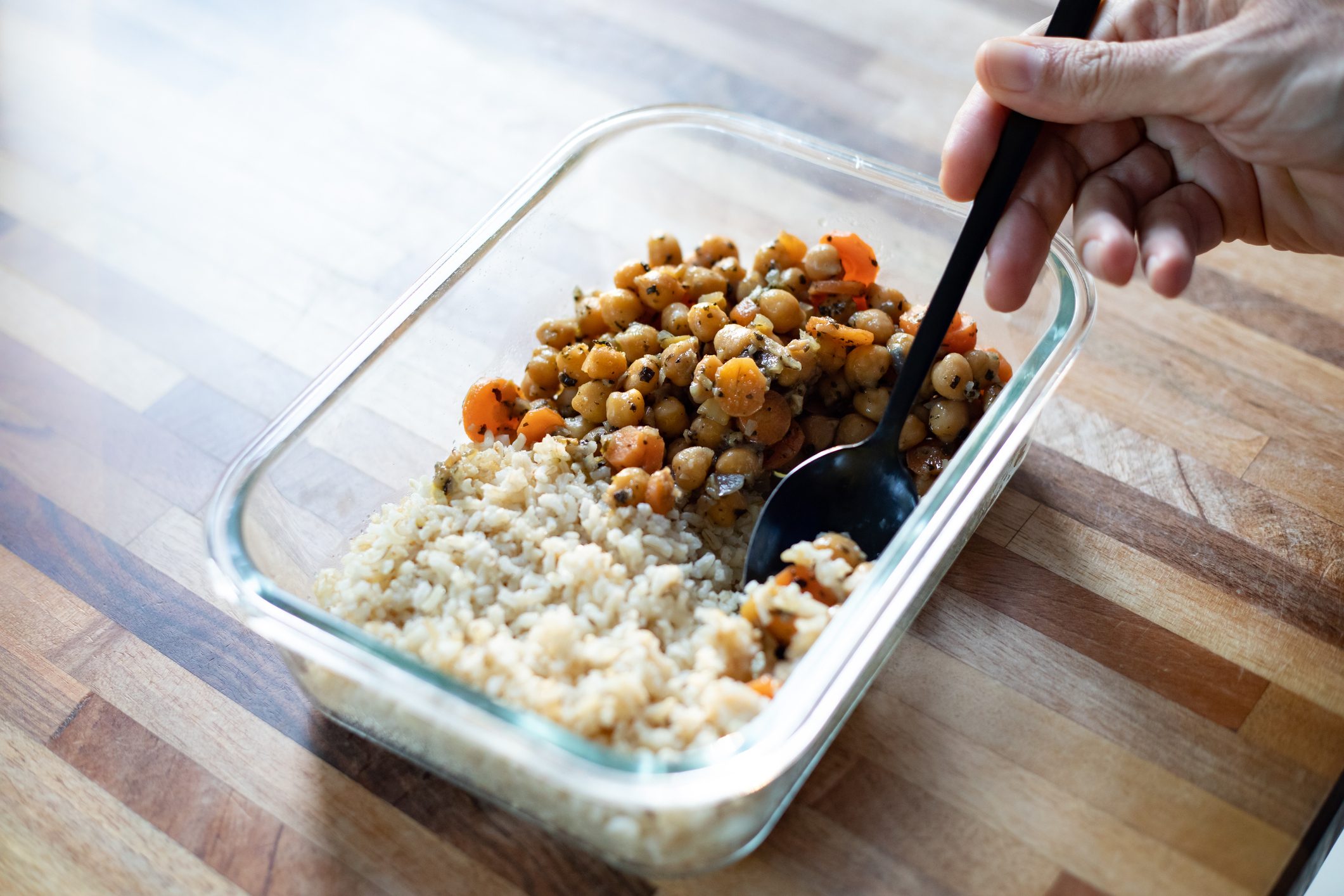 Chickpea stew and rice pilaf, vegan food