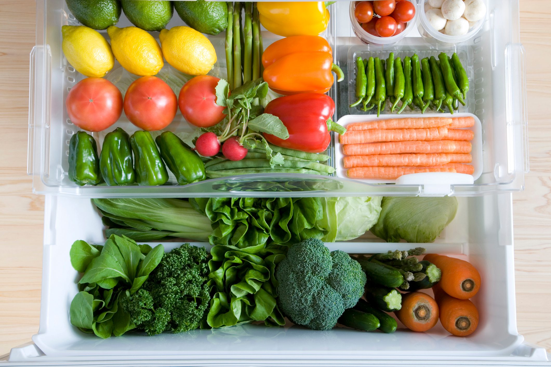 Veggie drawer in the fridge