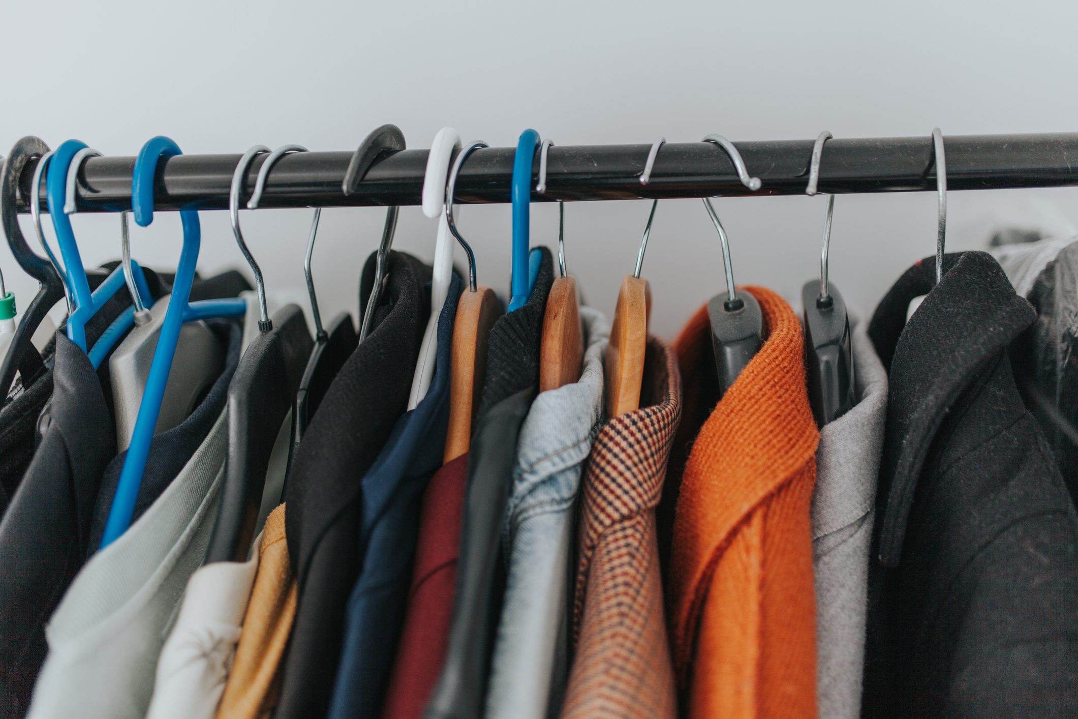 Close-Up Of Clothes Hanging On Coathangers