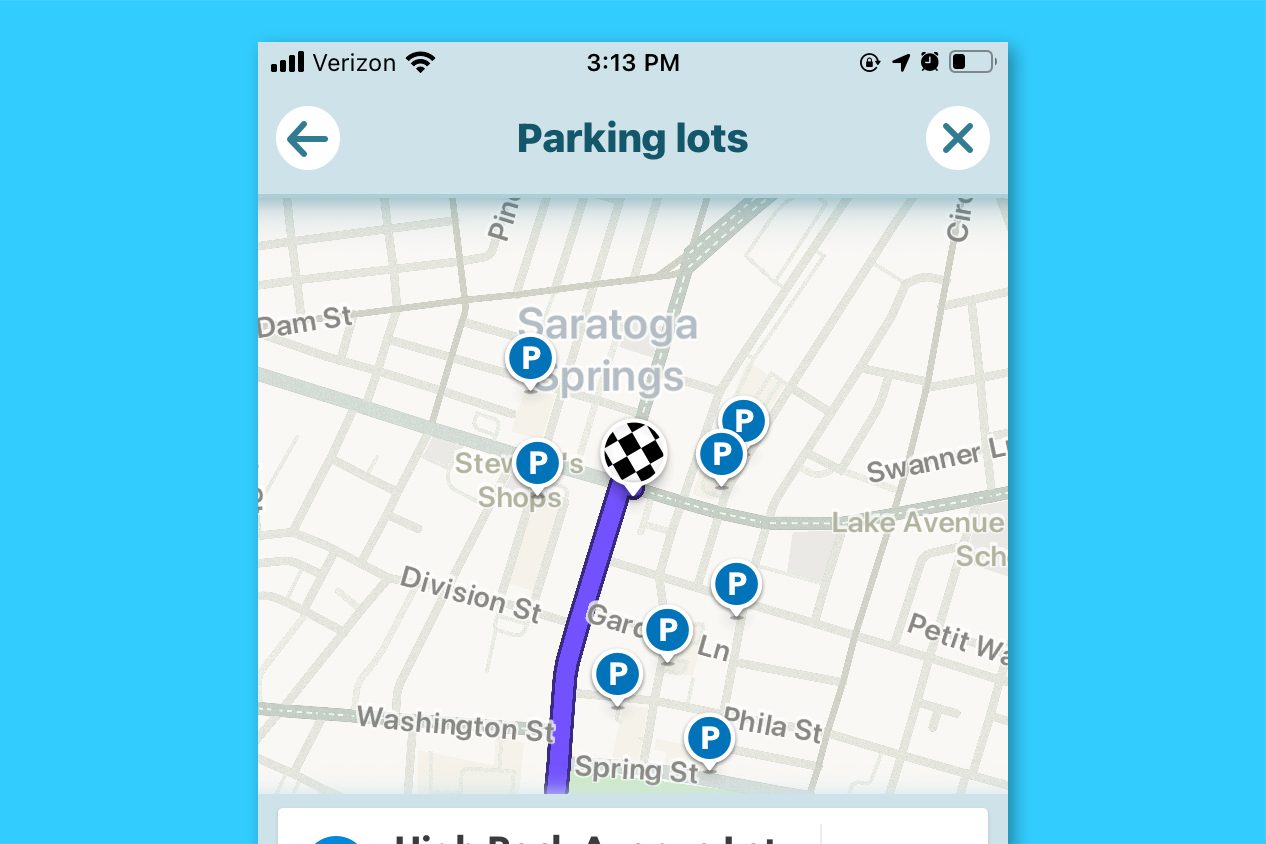 waze screenshot - parking help