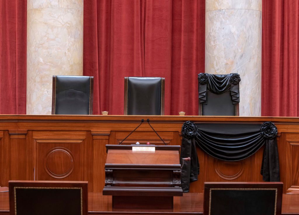 Ruth Bader Ginsburg's Supreme Court Seat Draped In Black Cloth