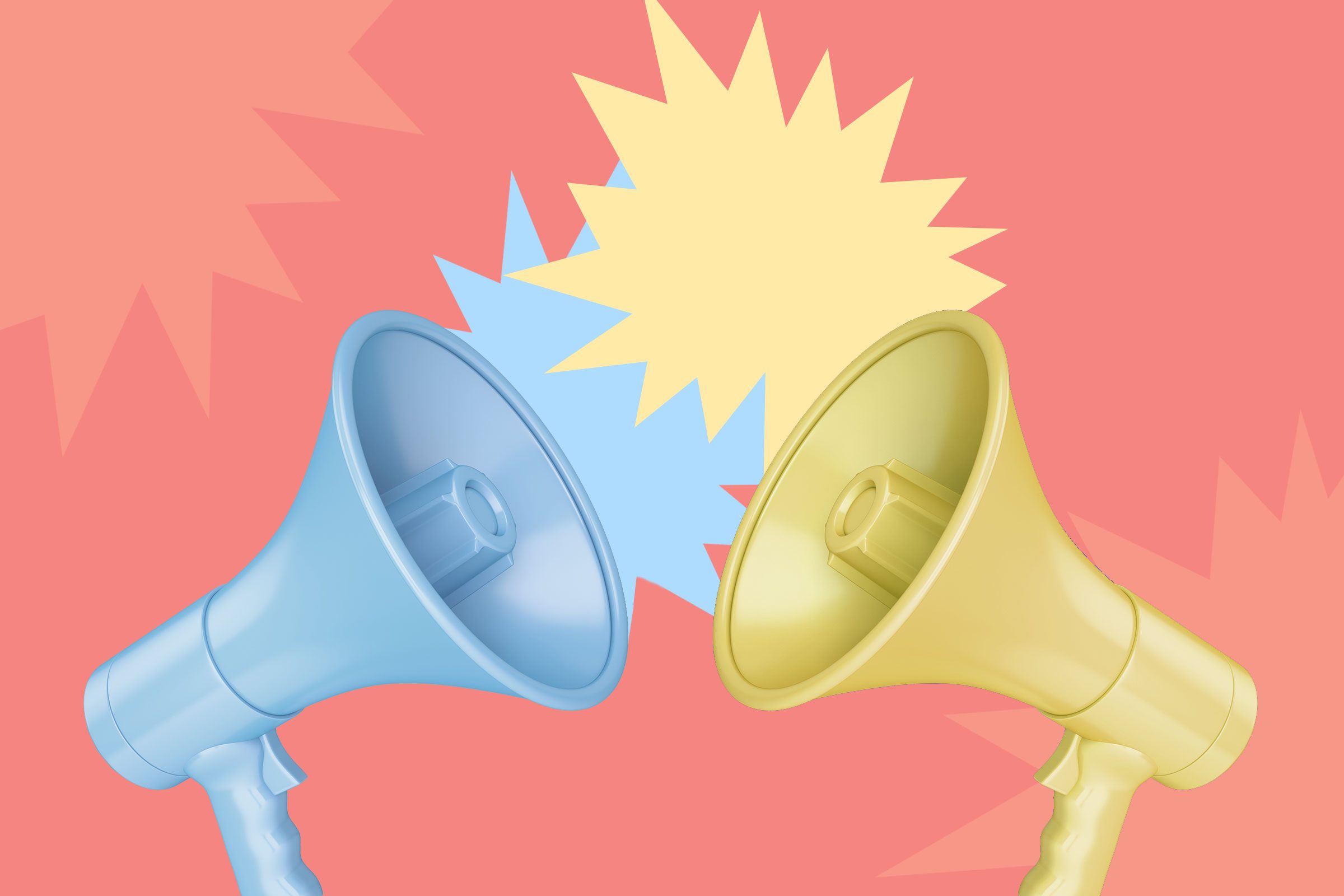 Two megaphones pointing at each other