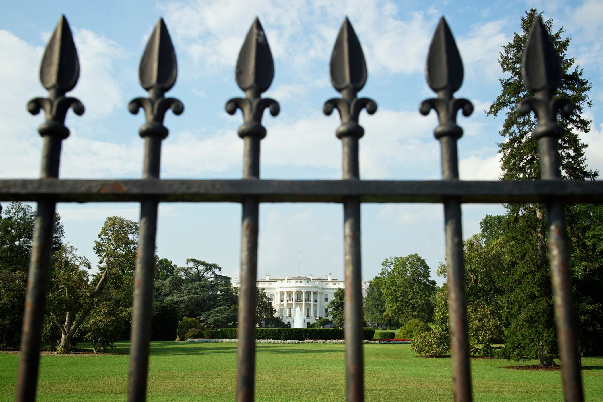 White House Washington DC Lawn Behind Iron Gate