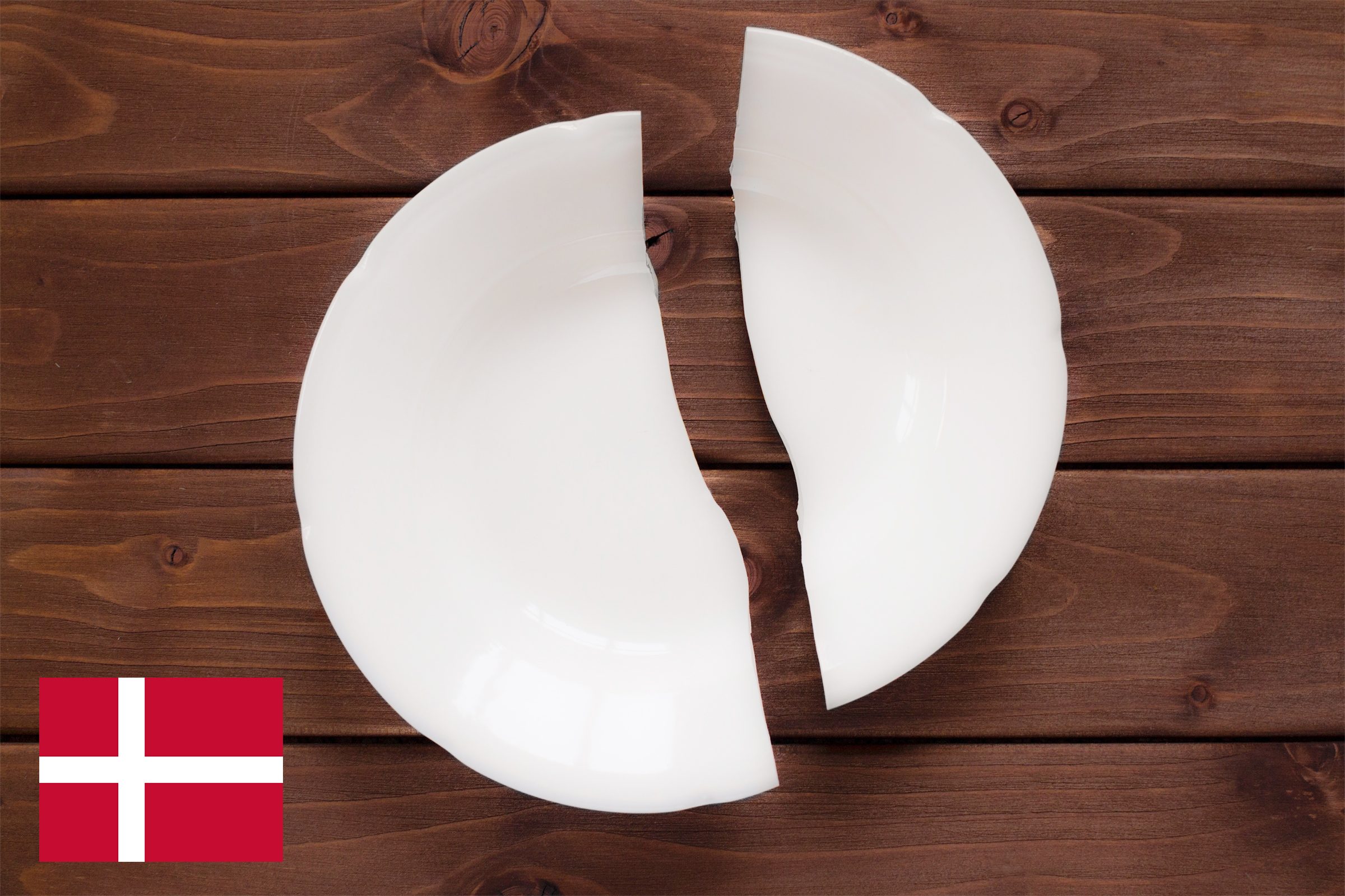 broken plate with denmark flag