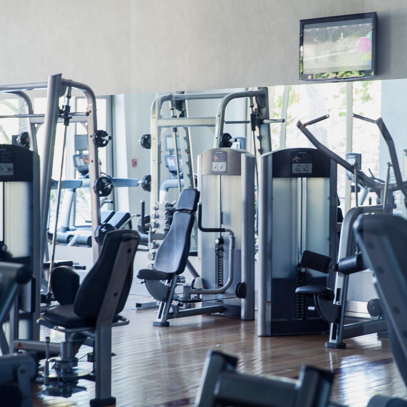 Empty weight room in health club