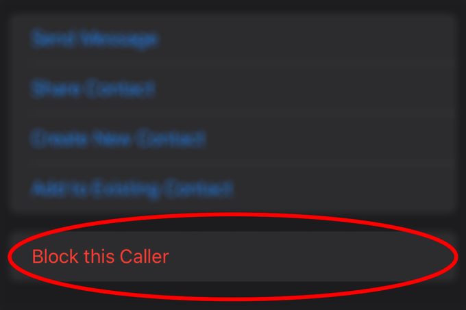Block This Caller Selection