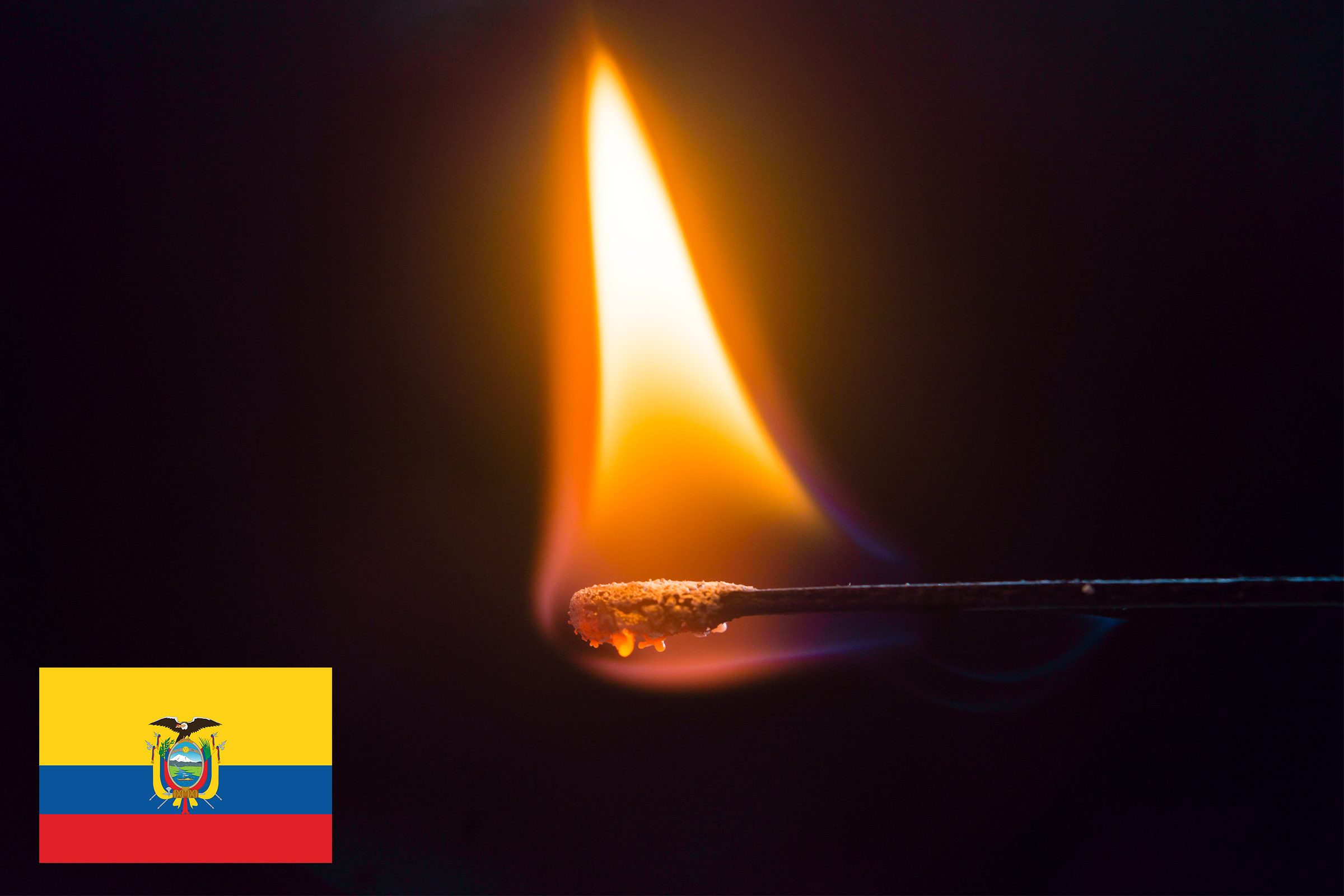 ecuador flag with lit match