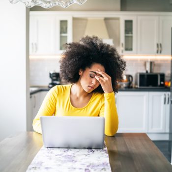 Depressed woman at home