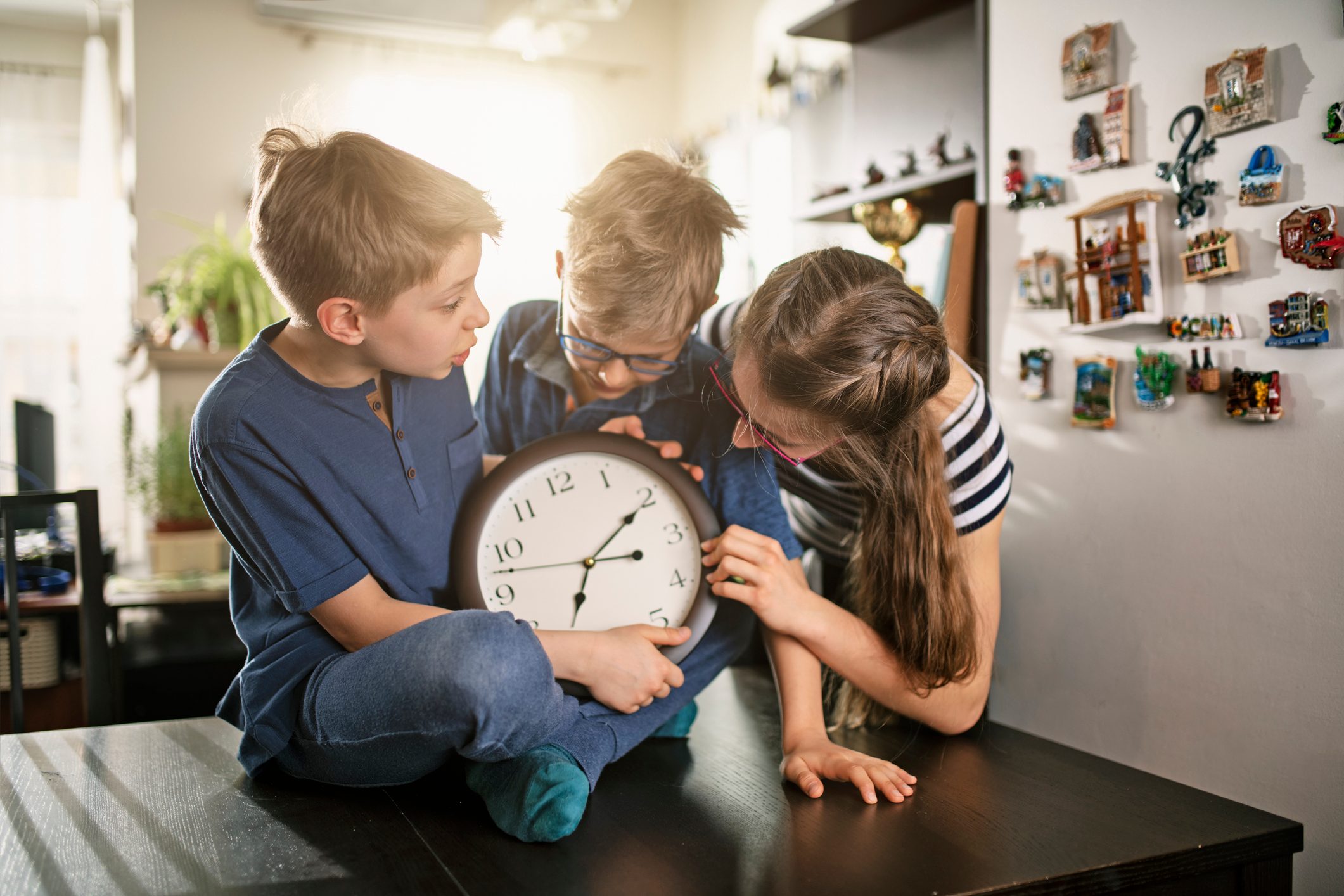 Kids playing an April Fools Day prank