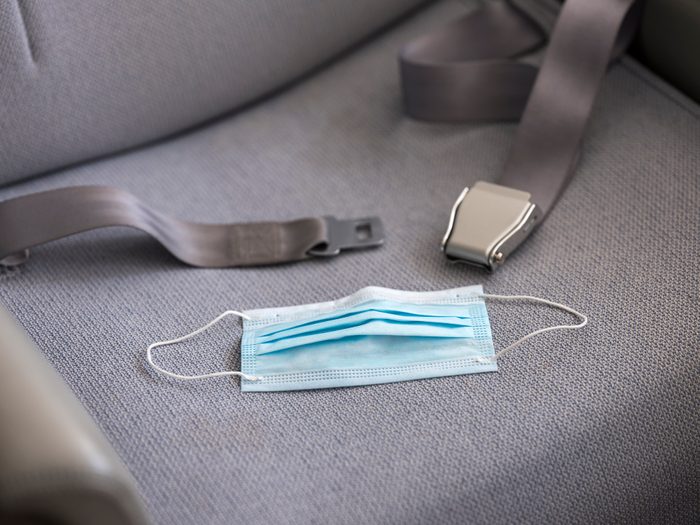 Protective mask on commercial aircraft