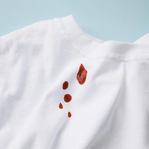 white tshirt with blood stains on it