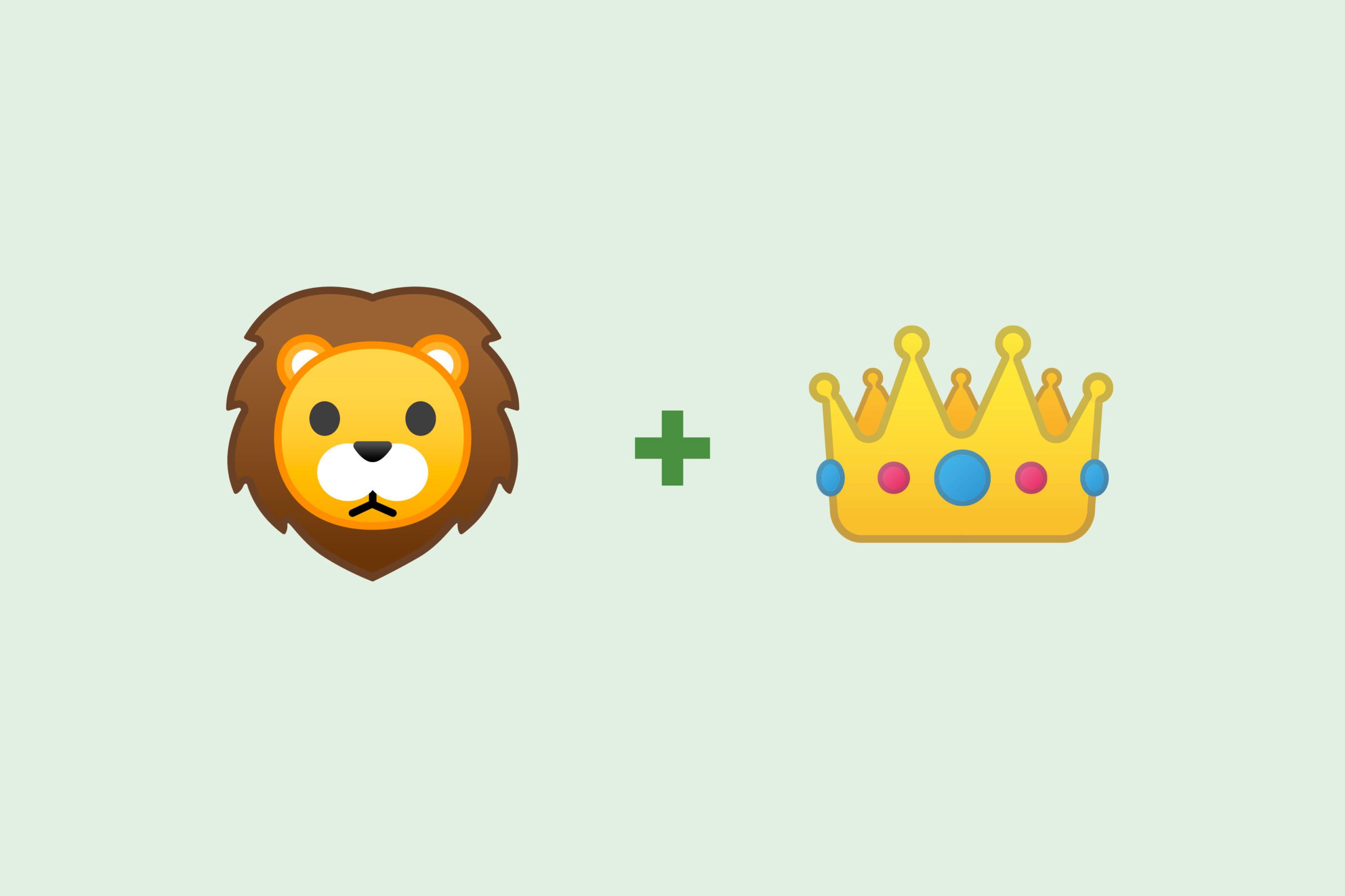 Lion emoji + crown emoji