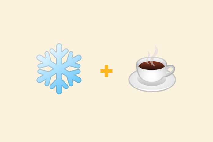 Snowflake emoji + teacup emoji