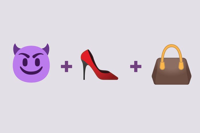 Devil emoji + high heel emoji + handbag emoji