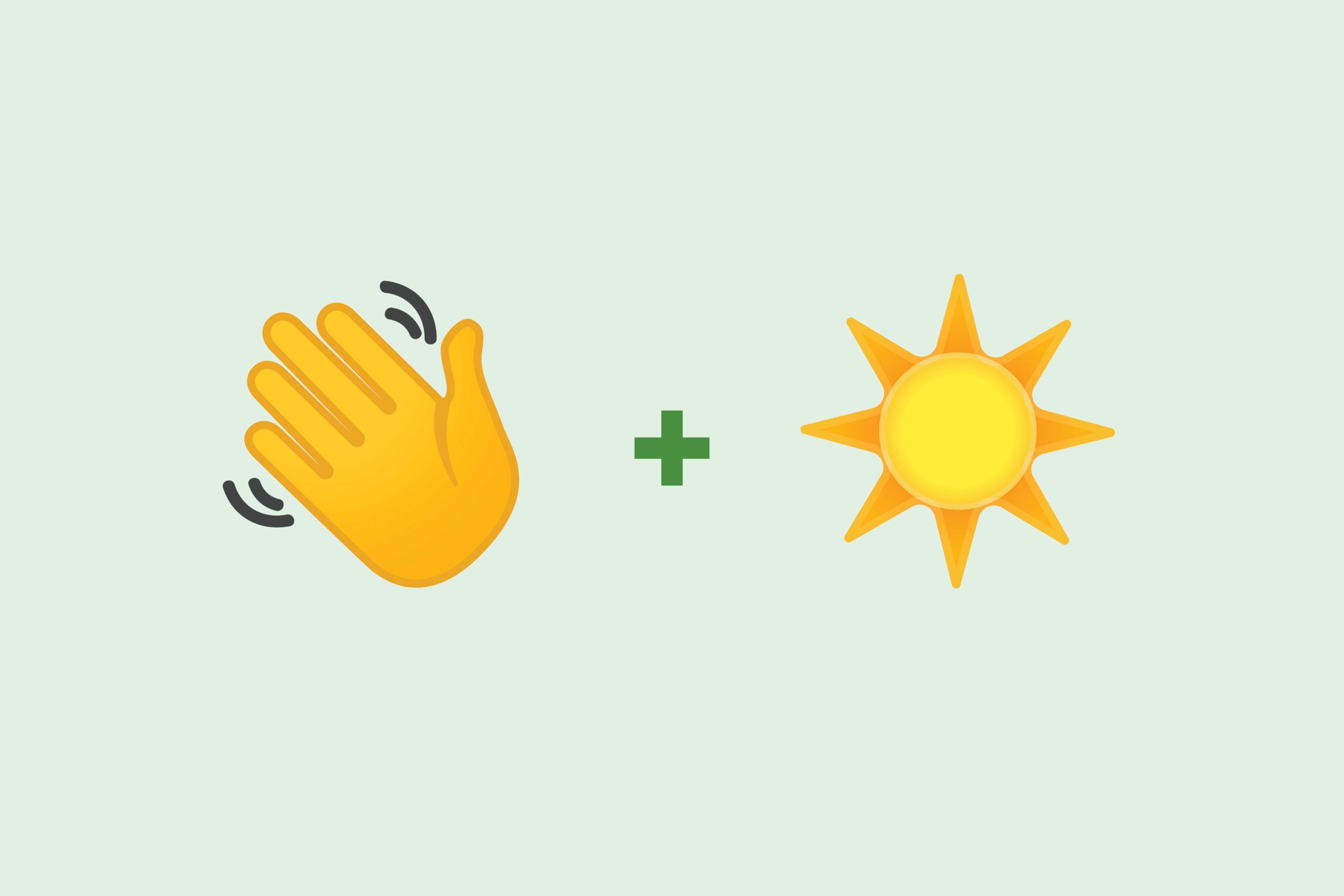 Waving emoji + sun emoji