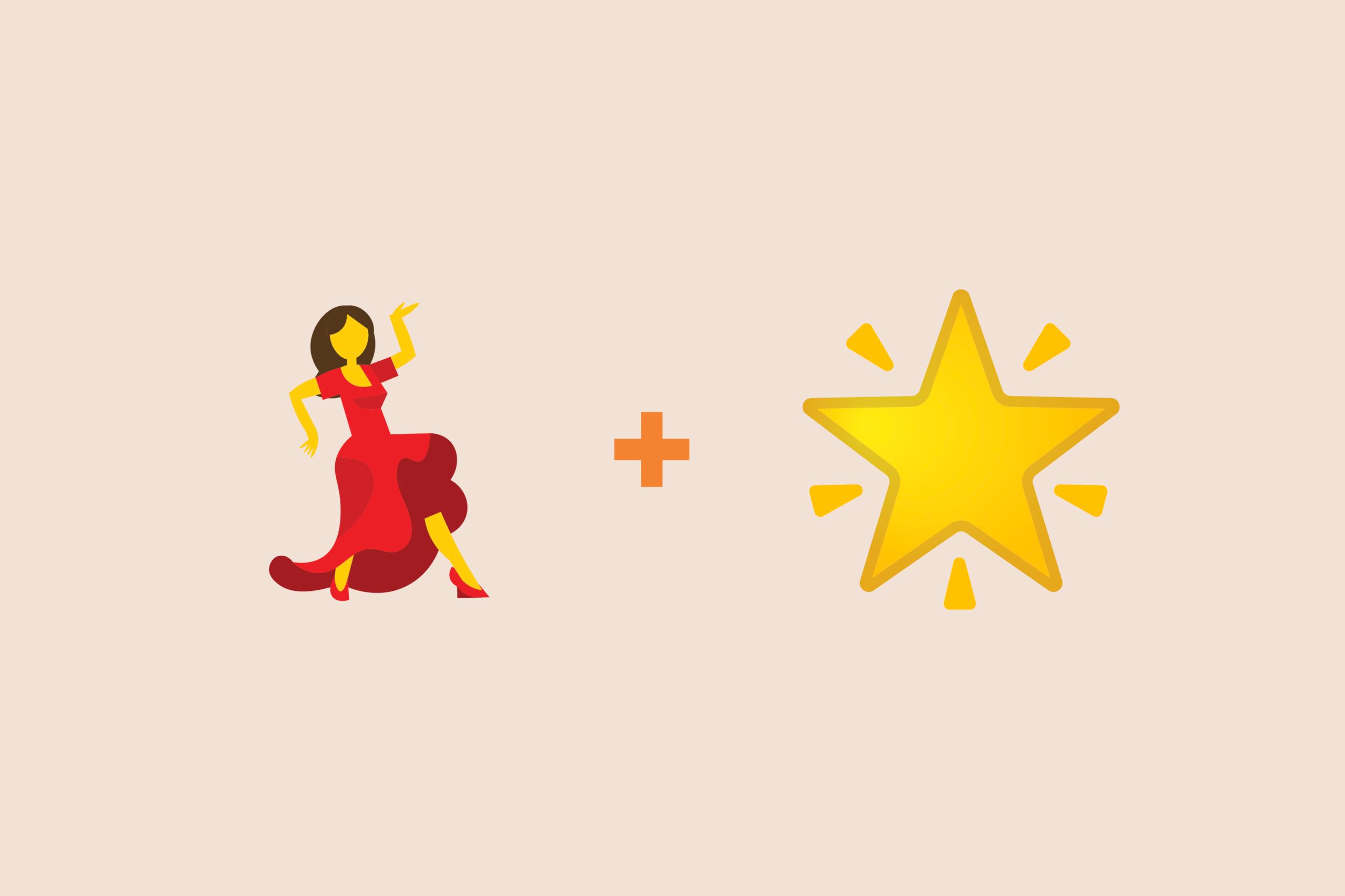 Dancing emoji + star emoji