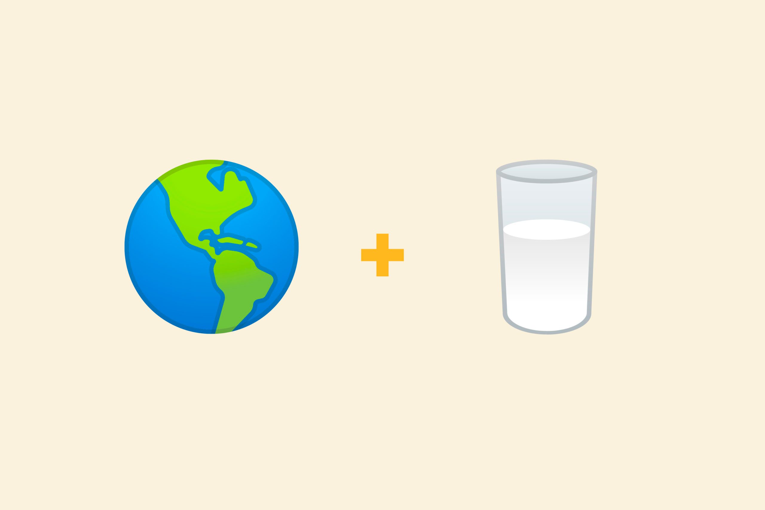 Earth emoji + cup emoji