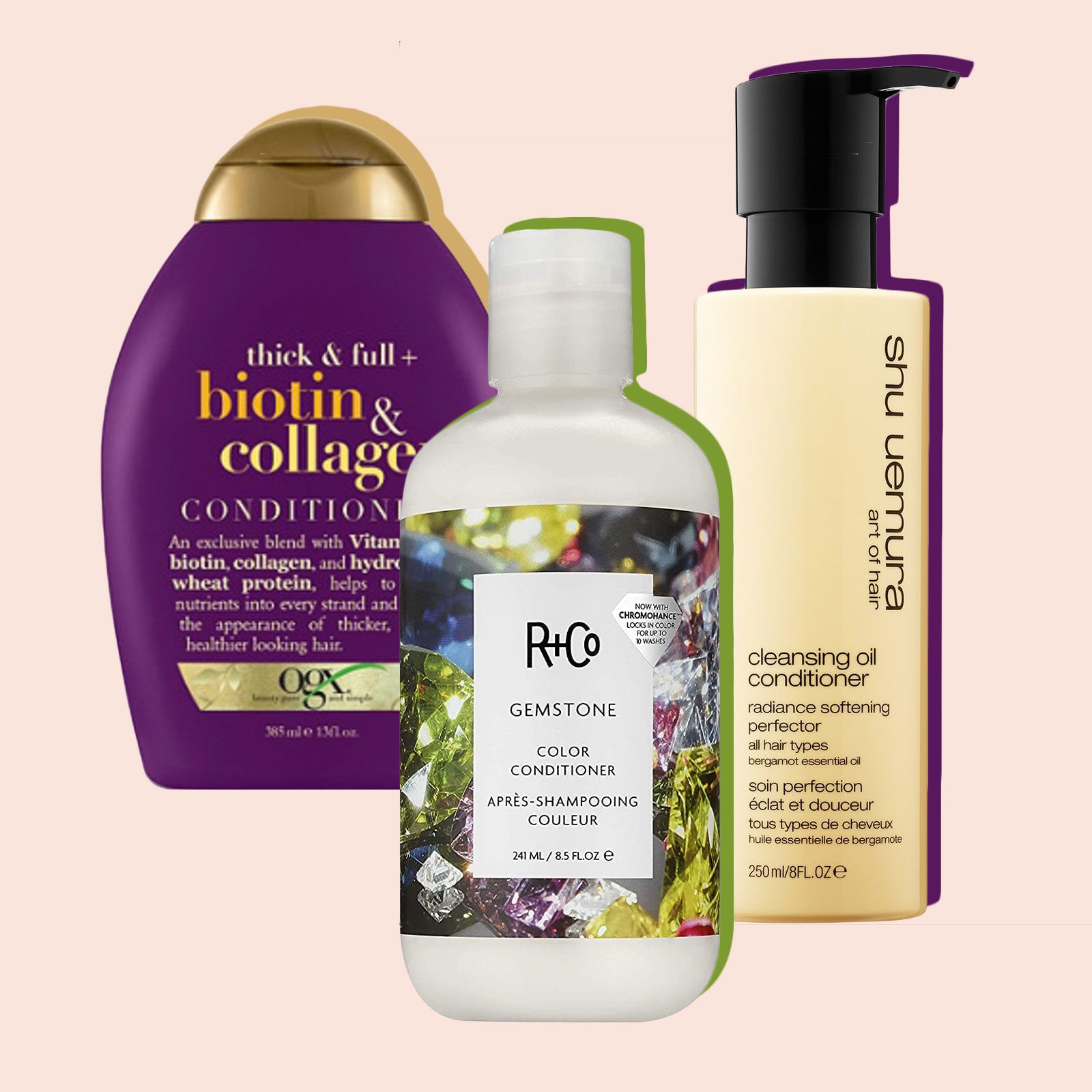 Three conditioners from this list with colorful outlines