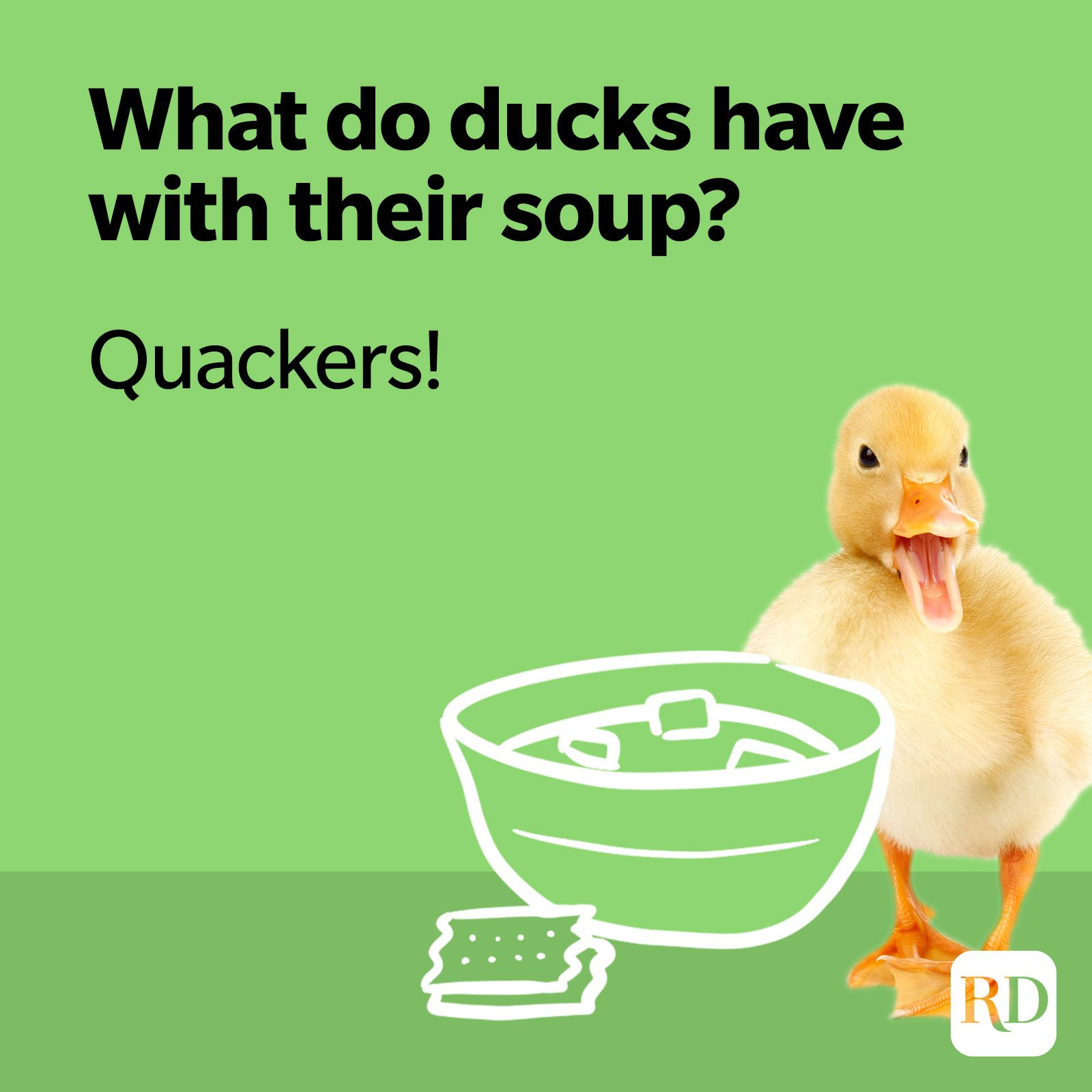 20. What do ducks have with their soup? Quackers!