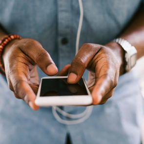 Man holding smartphone