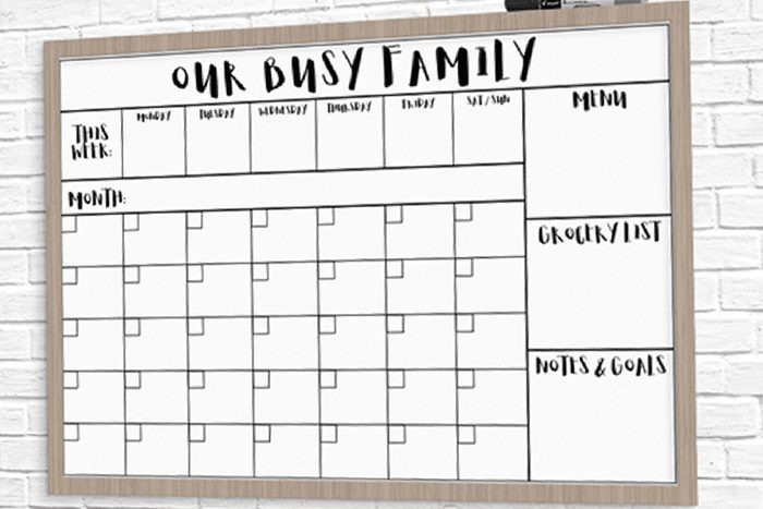 Dry Erase Glass Calendar
