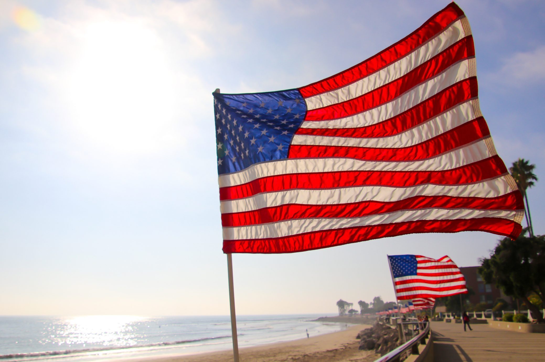 U.S. Flags on the Beach