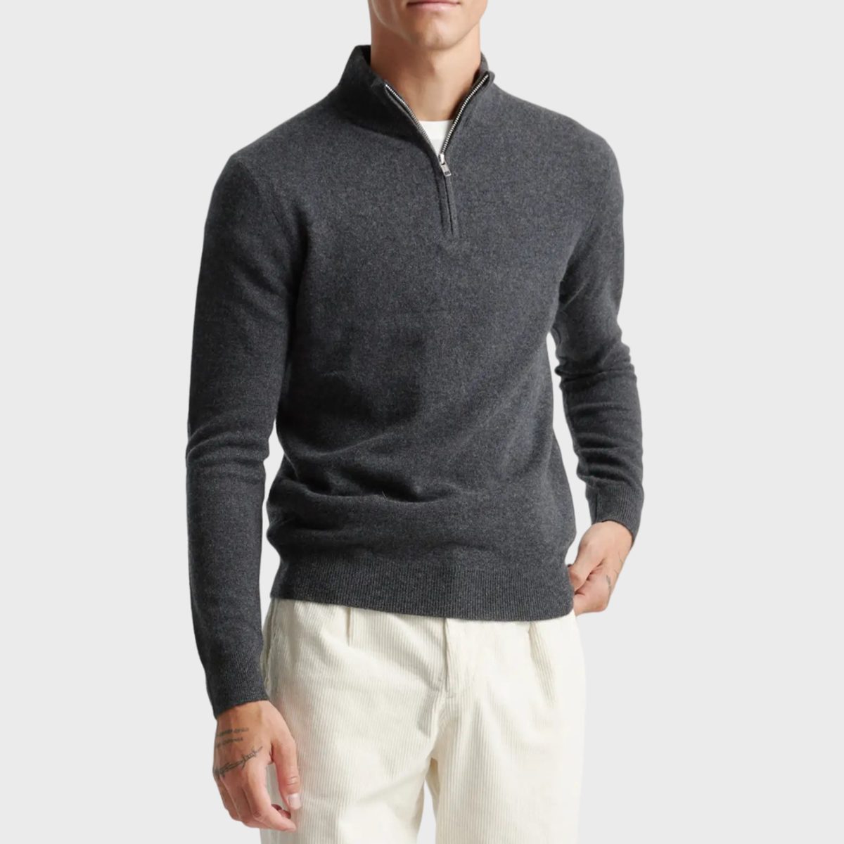 Quince Mongolian Cashmere Quarter Zip Sweater