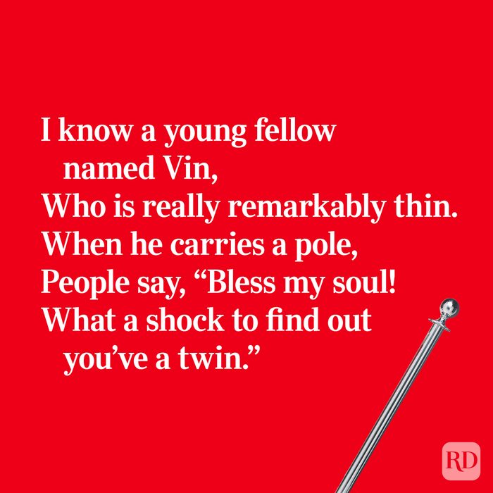 Quirky limerick about a thin fellow