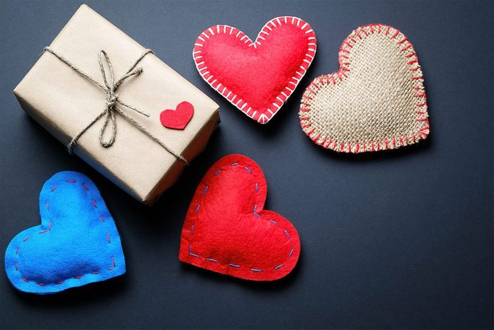 Background Of Red And Blue Hearts Or Valentines On A Black Background A Gift For The Holiday Of Valentines Day Handmade