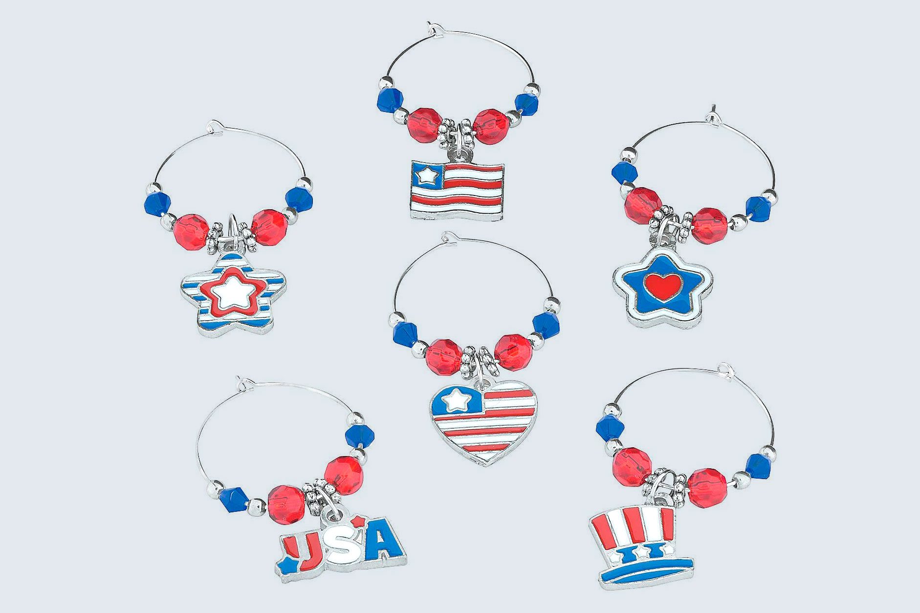 Diy Patriotic Usa Wine Glass Charms Craft Kit